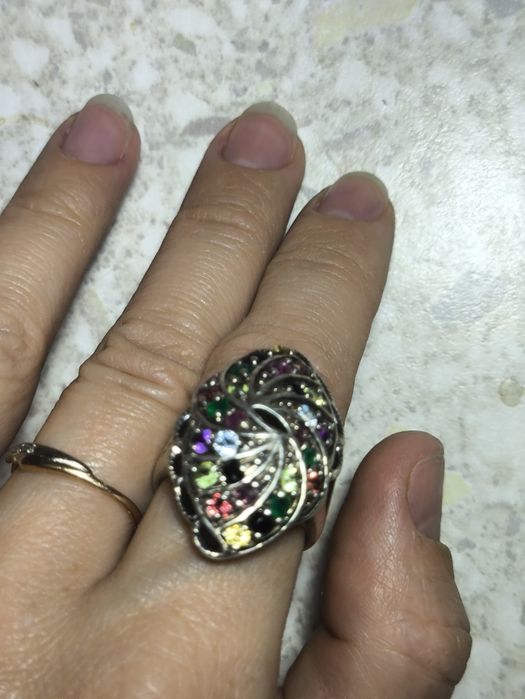 Кольцо серебро с самоцветами