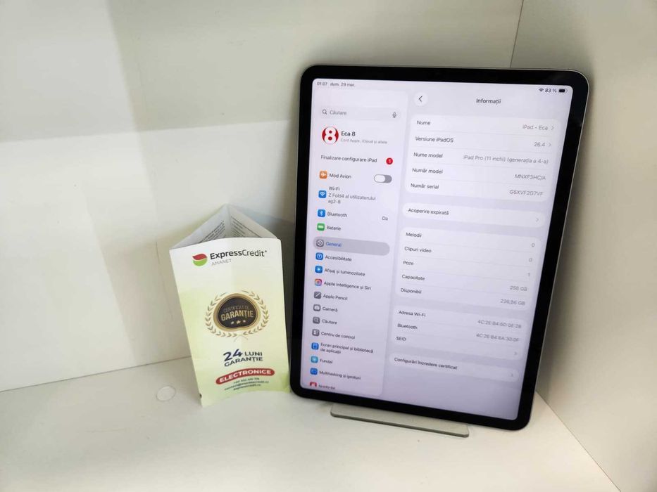 Tableta Apple iPad PRO 11 256 GB (Ag8 Tudor1/B74665.1)-Garantie 2 ani!