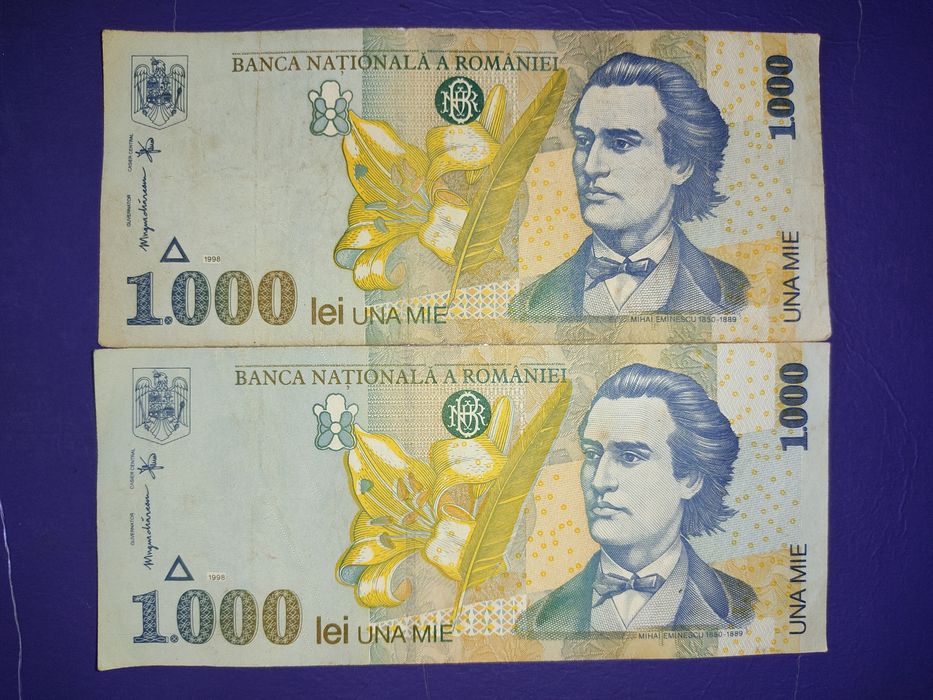 2 bancnote de cate 1000lei din 1998