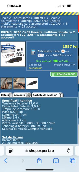 DREMEL 8260-5/65 Unealta multifunctionala cu 2 acumulatori 12V, 65pies