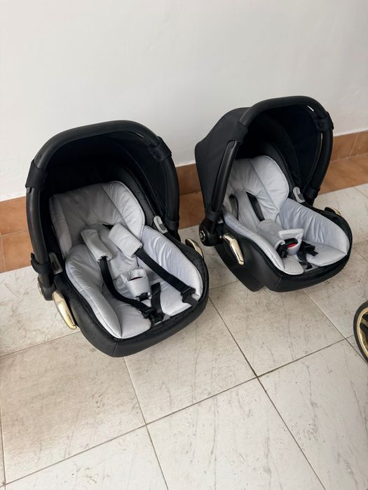 Количка за близнаци Junama Compact Duo Black Eco Pram