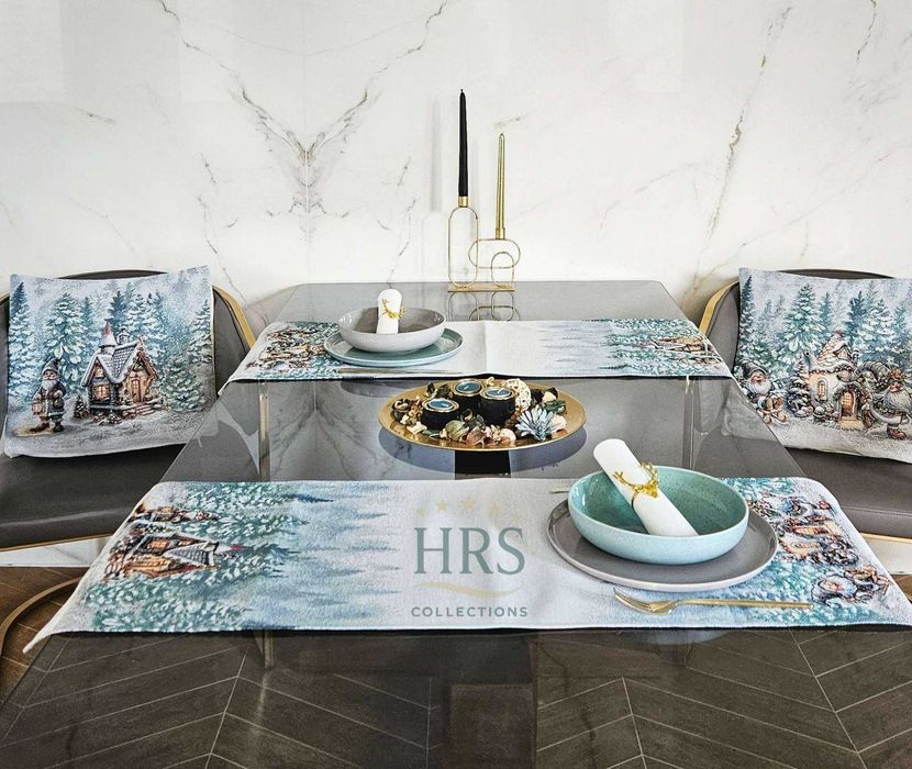 Коледни испански жакардови покривки, тишлайфери, калъфки възглавници