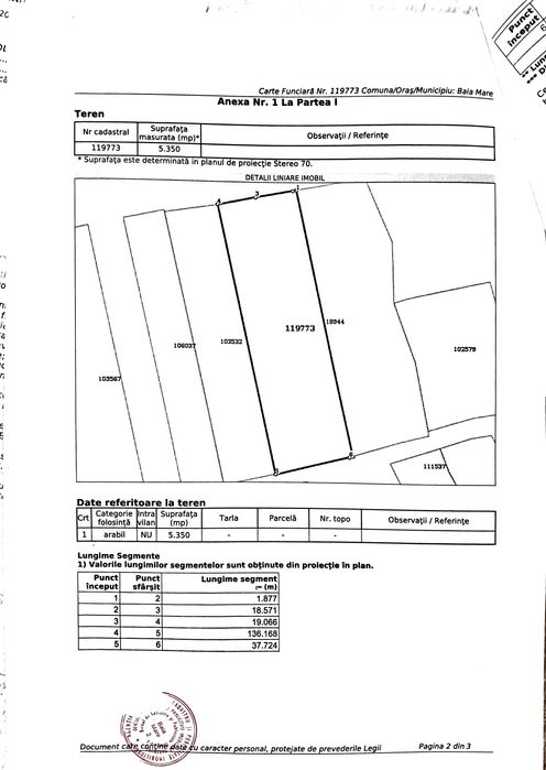Teren extravilan 5.350 mp Baia Mare limitrof – front 39 m, drum acces.