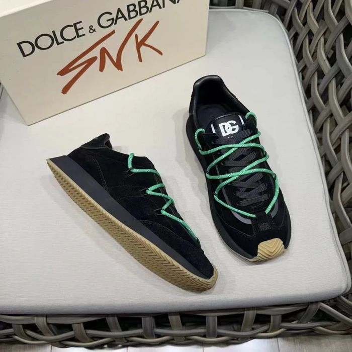 D&G Double-Lace Suede Sneaker "Black/Neon Green"