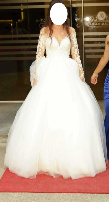 Rochie mireasă stil printesa colectia Vladiyan new beginning NB2310 cu trena voal