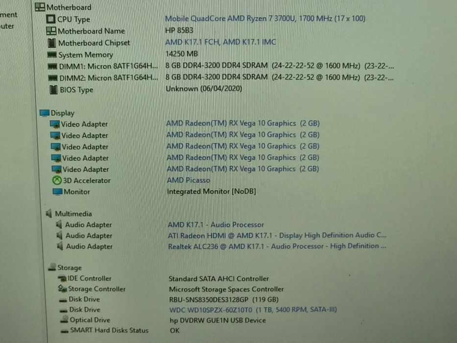 vand laptop jocuri  Hp .17"FH.Ryzen 7.16 Gb.RX Vega.Ssd+Hard