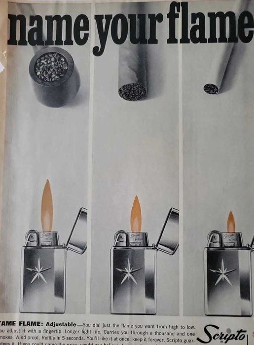 Bricheta americana clasica Scripto 1960 gaz butan SUA USA de colectie