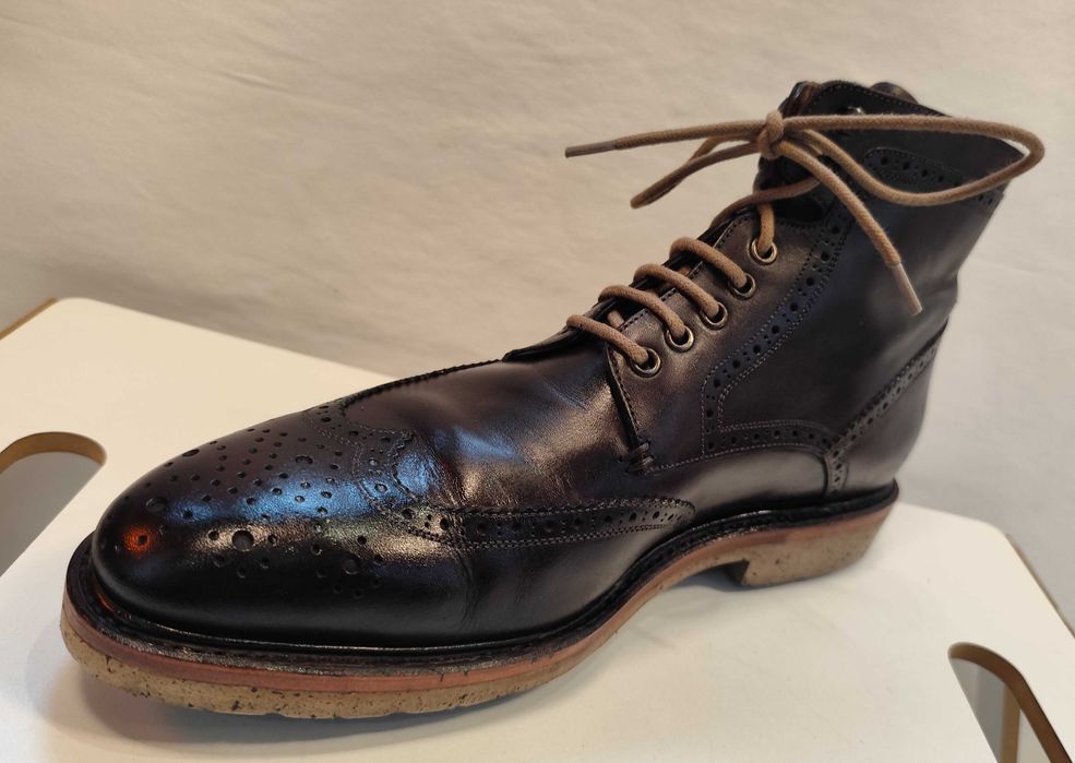 Ghete lace up 43 brogue Sartoria Artigianale lucrate manual piele