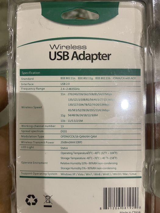 PC ga wifi ga ulanish uchun USB adapter