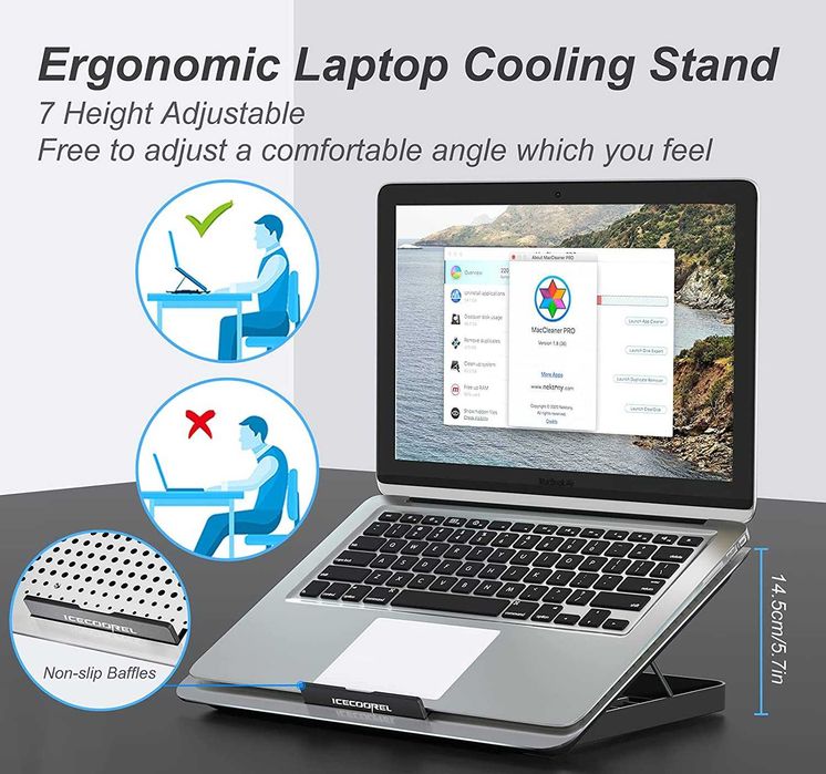 Cooler laptop 17", USB, Argintiu