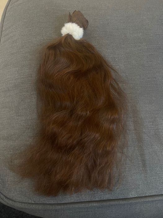 Светлокестенява естествена индийска коса 70см 200гр