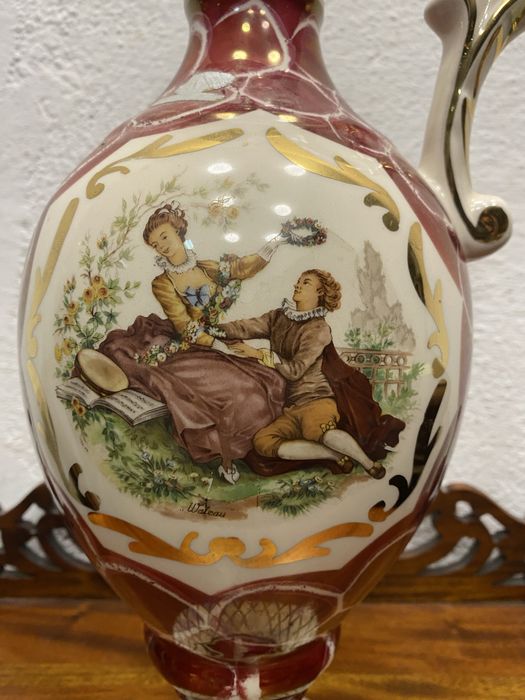 Порцеланова кана HB Belgium с Watteau сцена 1950–1960 г.