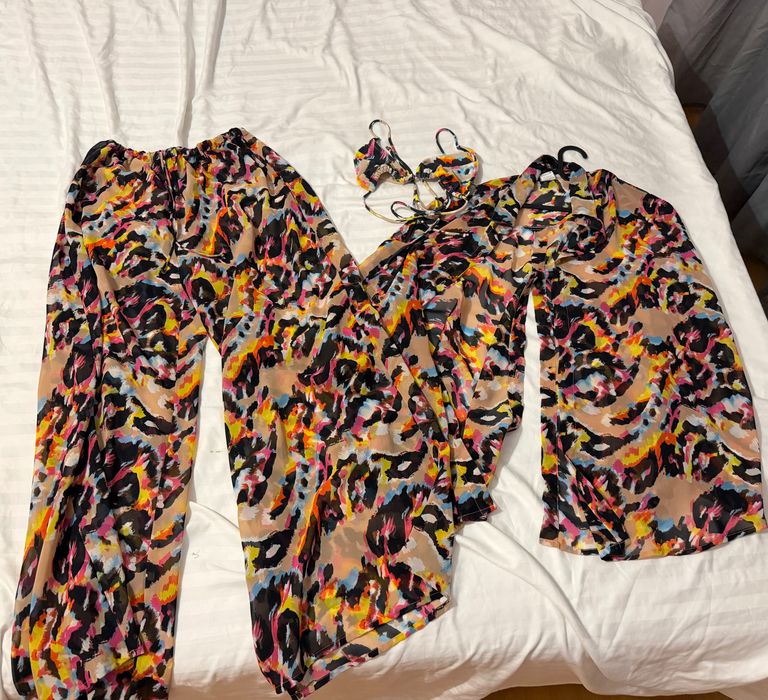 Zara Asos Плажен комплект риза панталон бански candypants