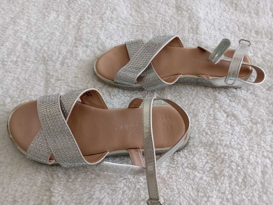 Sandale argintii cu bareta cu scai 37 (23 cm)