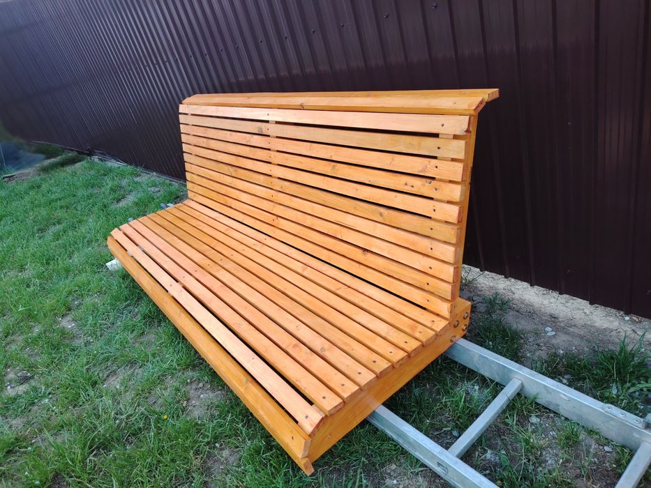 Bancă lemn masiv 2m – model modern, ideală pentru leagăn sau grădină