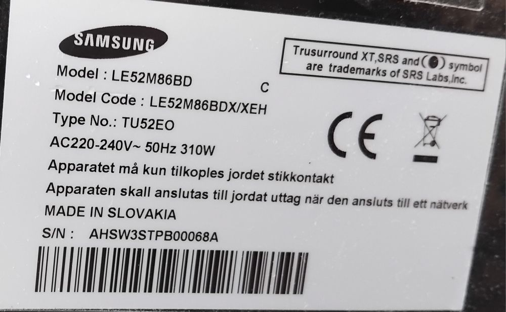 Продавам Smart Samsung LE52M86BD – 52" Full HD LCD телевизор

Описание