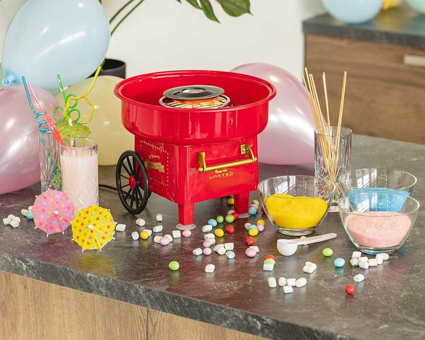 Машина за захарен памук United Entertainment 02420, 30 x 25 cm червена