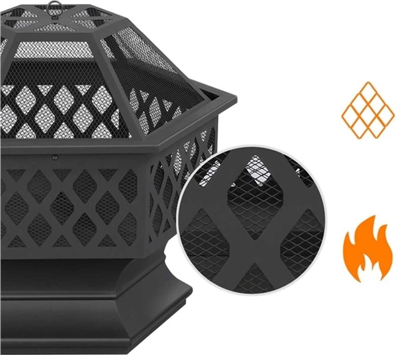 Gratar gradina, Fire Pit, Vatra Foc 80.5x80.5 |S 592751 Black