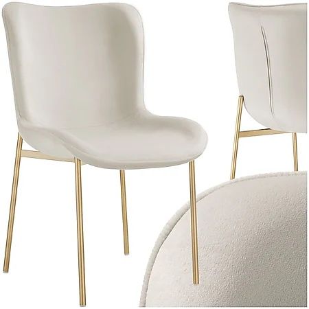 Тапициран стол, ергономична форма с висока облегалка бежово/златист