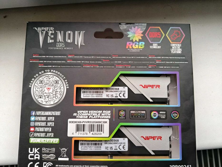 Rezervat! Memorie Patriot Viper RGB 32GB DDR5 6000MHz CL30 Dual Ch.