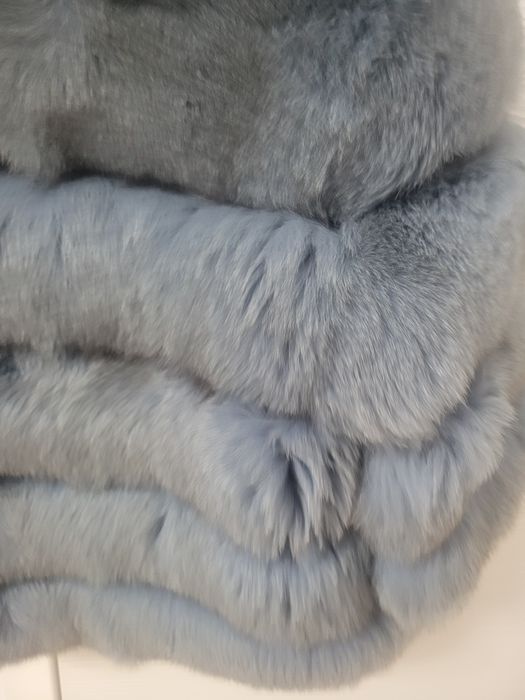Blana naturala scurta dama M, noua, gri/bleu, L 60cm