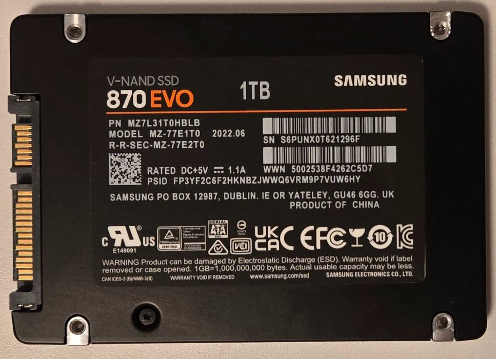 Vand SSD Samsung 870 EVO, 1 TB, SATA