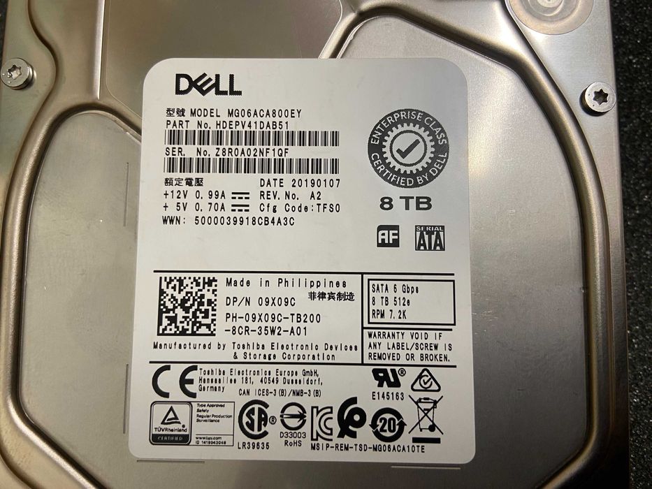 Dell 8TB 7.2K SATA 3.5" 6Gb/s Enterprise HDD хард диск