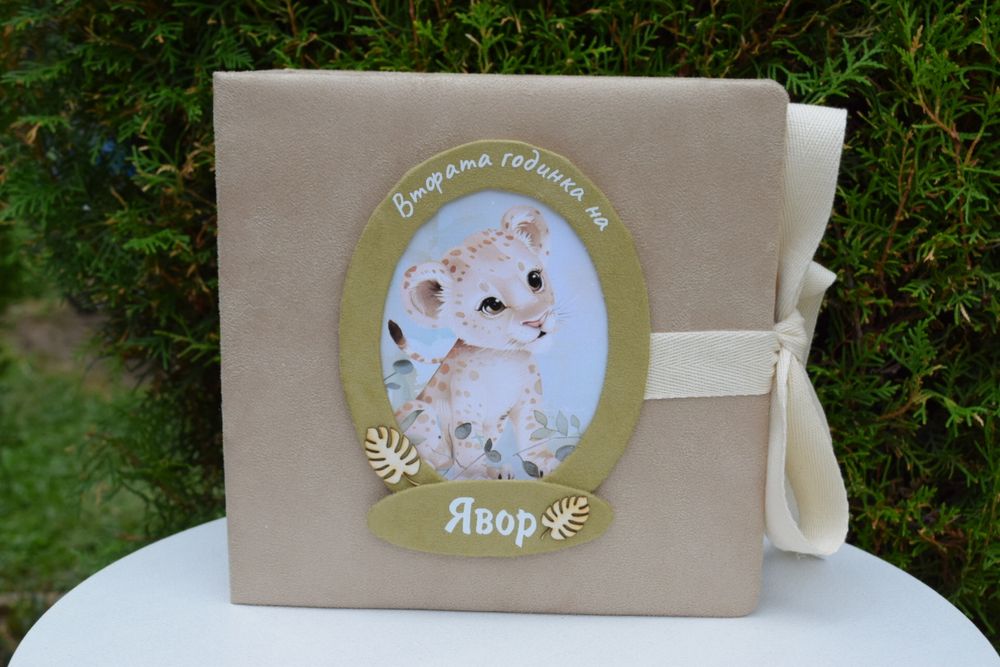 Бебешки албум с шити корици с велур