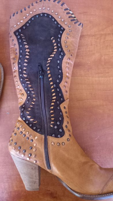 Cizme ciocate  dama din piele  Nana