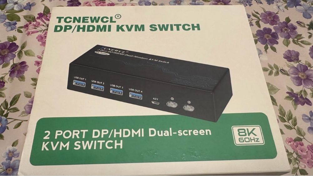 Switch KVM 2 porturi DP/Hdmi 8k 60hz nou sigilat