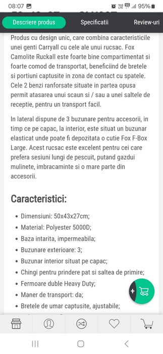 Rucsac pescuit Fox Camolite Ruckall