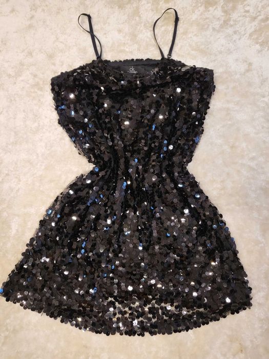 rochie mini paiete negre, eleganta, club, noua, M-L