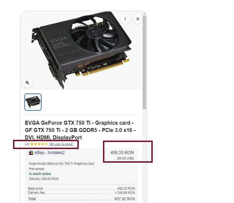 Placa video GTX 750 Ti Nvidia PCI nu necesita alimentare suplimentara