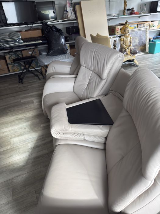 Set Cinema Home Premium – 3 Fotolii Recliner Electrice, Piele Naturală