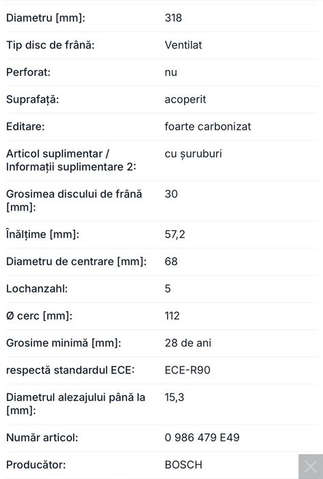 Set discuri ventilate si placute frane fata pentru Audi A4, A6, Q5.