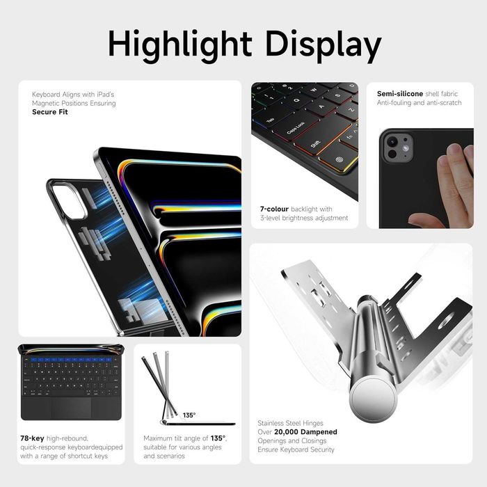 Husa cu Tastatură QWERTZ si touchpad iPad Pro 13" 2024 M4, neagră