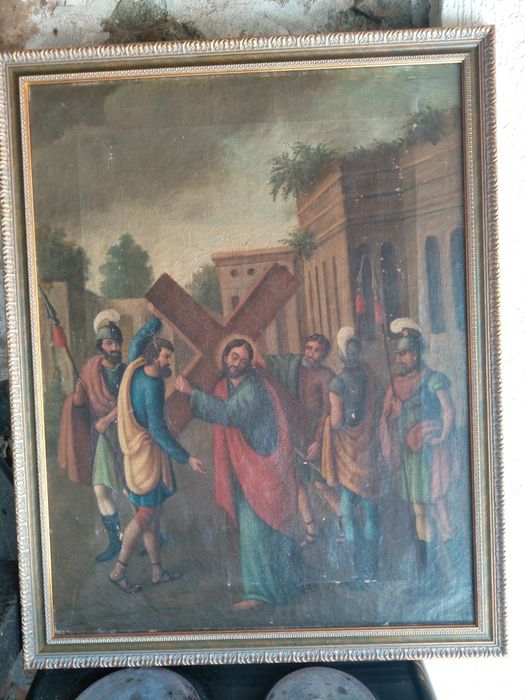 Продавам огромна картина масло върху платно 18 век Витлеемска сцена