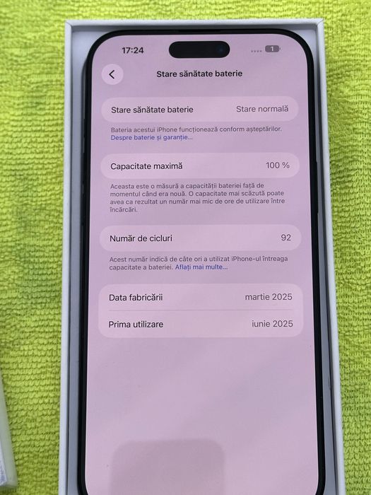 Iphone 16 Pro Max 256  100% bat Garantie Iunie 2027