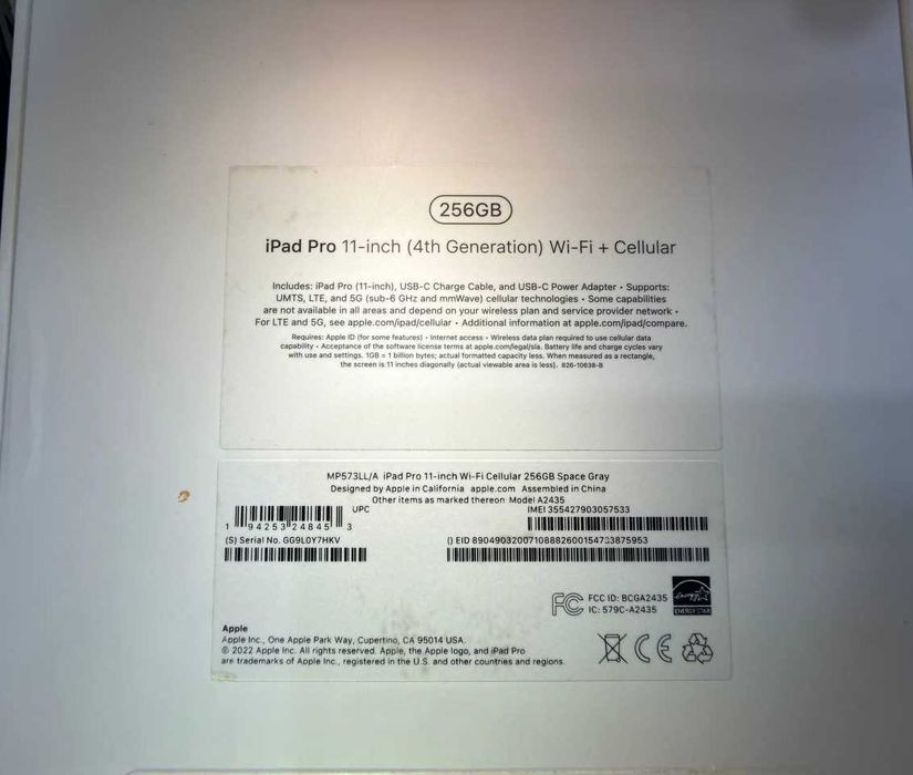 Продам состояние идеал iPad Pro 11 M2 256GB Wi-Fi + SIM (+ Коробка)