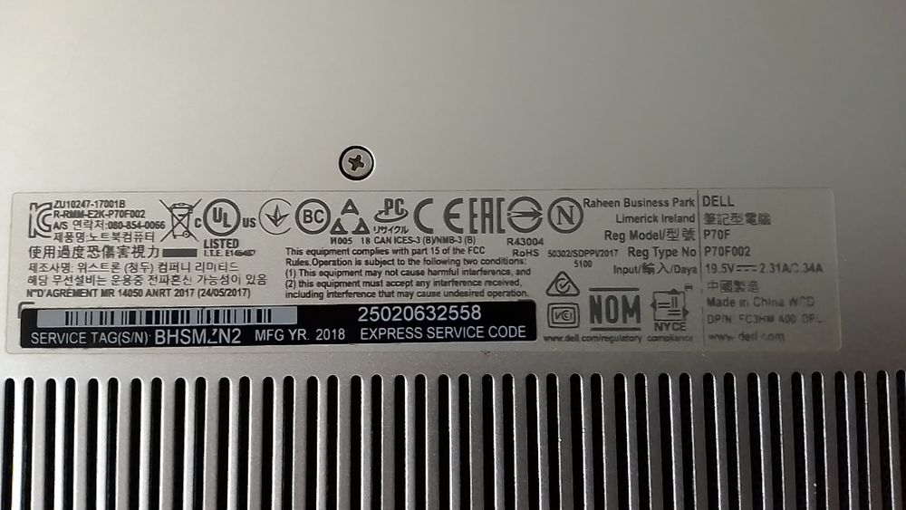 Dell Inspiron 7580 i7-8565U 8gb ram 512gb ssd