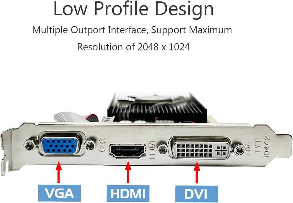 Placa video GPU QTHREE GT 210,1024 MB DDR3 64 biți HDMI DVI VGA,desktop frecvență bază 589 MHz PC PCI Express x16 profil redus