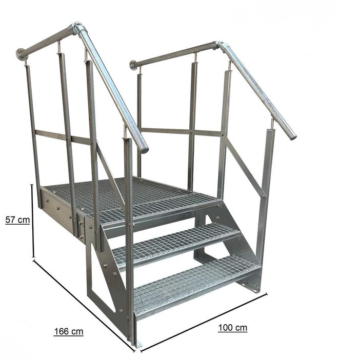 Метално стълбище с площадка 3 стъпала | Свободностоящо | Поцинковано