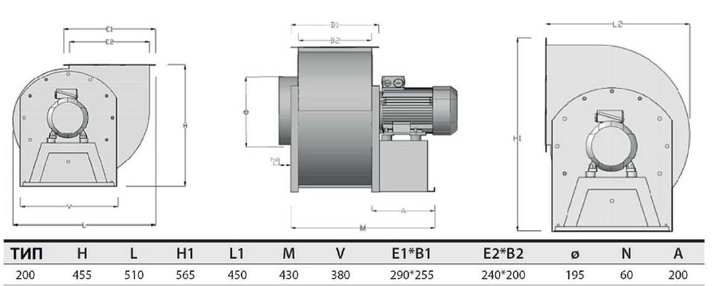Центробежен вентилатор за ресторант ф200, 2300 m3/h макс