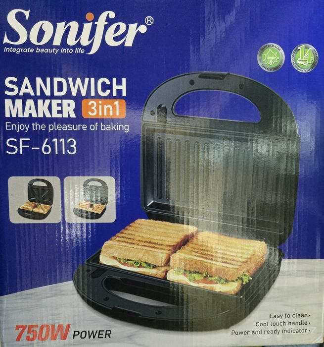 Сэндвичница, вафельница, тостер, 3 в 1, Sonifer SF-6113