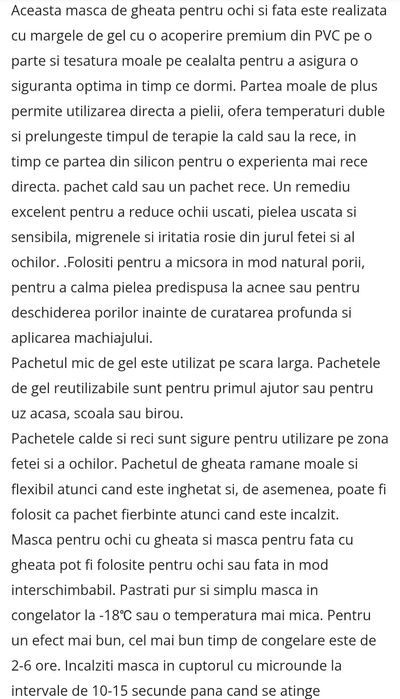Mască cu gel terapie  cald rece elimina cearcăne migrene