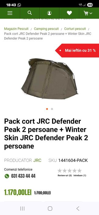 Cort JRC Defender Peak 2 persoane + Winter Skin JRC Defender Peak 2 persoane