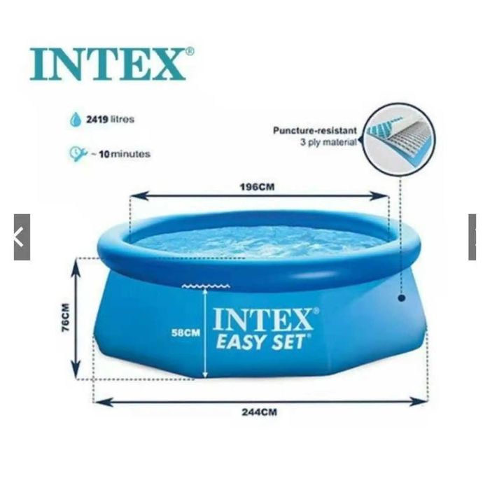 INTEX Бассейн оригинал надувной для дачи "Easy Set" 244 * 76 см
