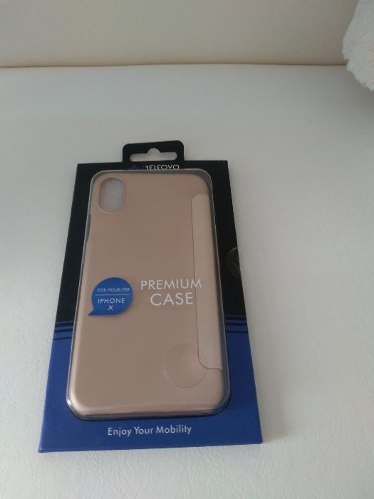 Vand Husa Apple iPhone X, Smart Flip,protectie, Auriu,noua.