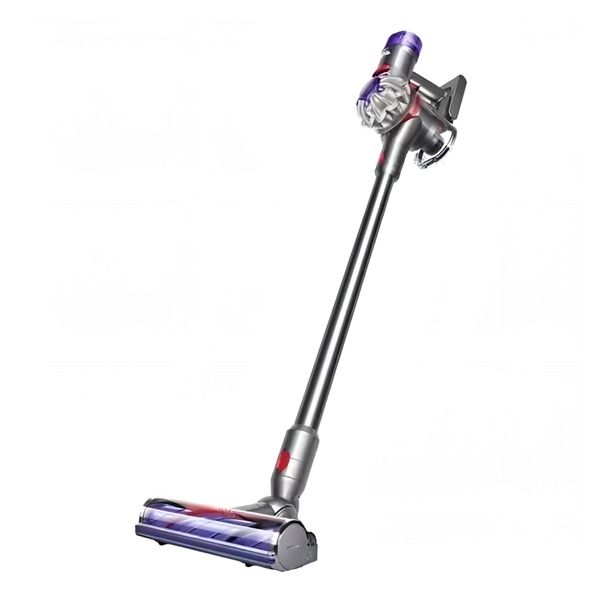 Пылесос Dyson V8, управление на ручке, контейнер, HEPA-фильтр, серебри