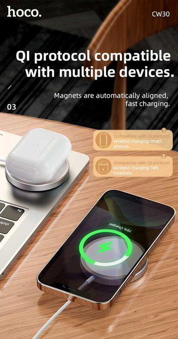 Hoco CW30 Pro Magnetic Wireless MagSafe 15W for Apple iPhone 15